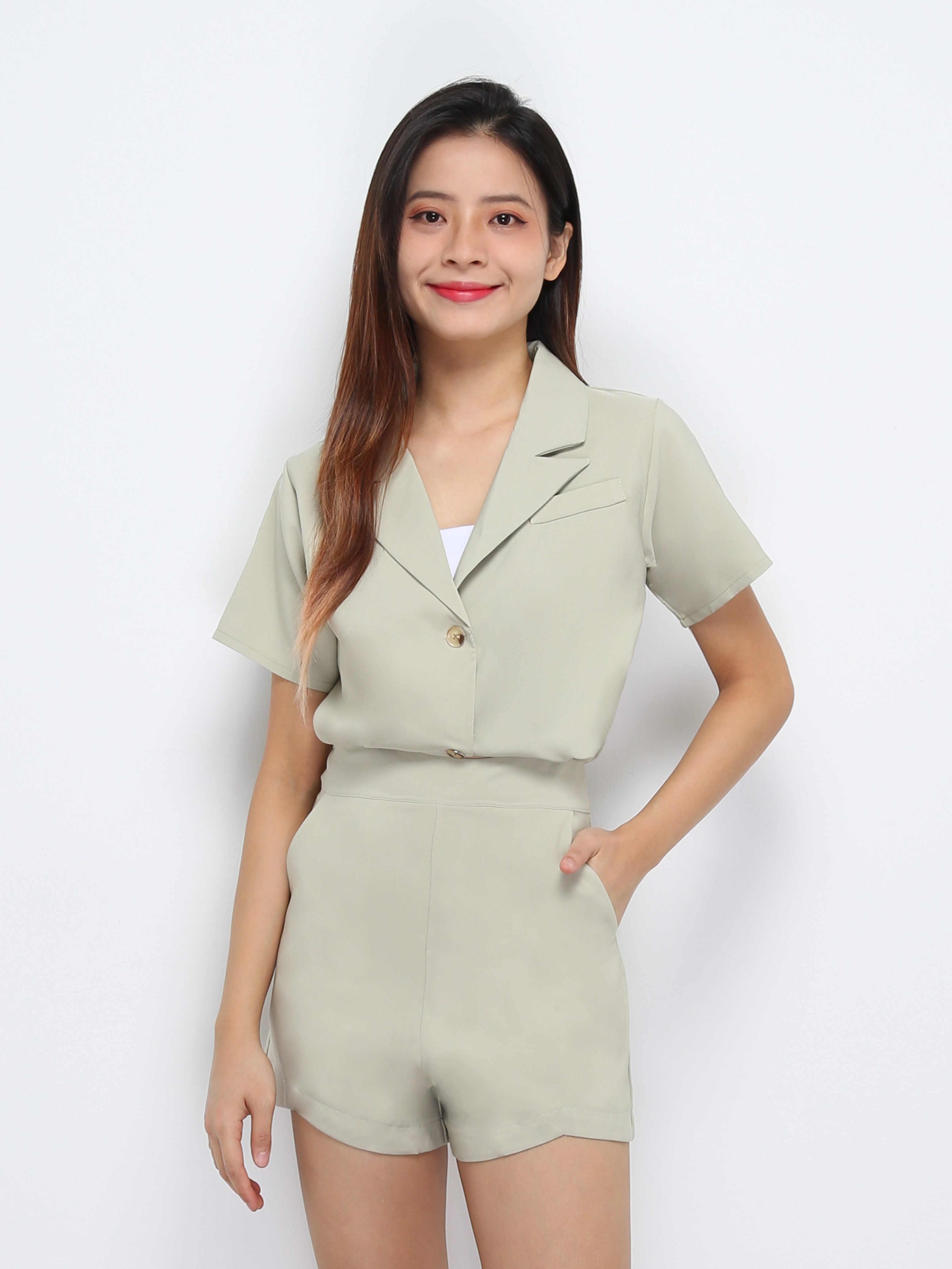 Waist Drawstring Top With Short pants Set 29398