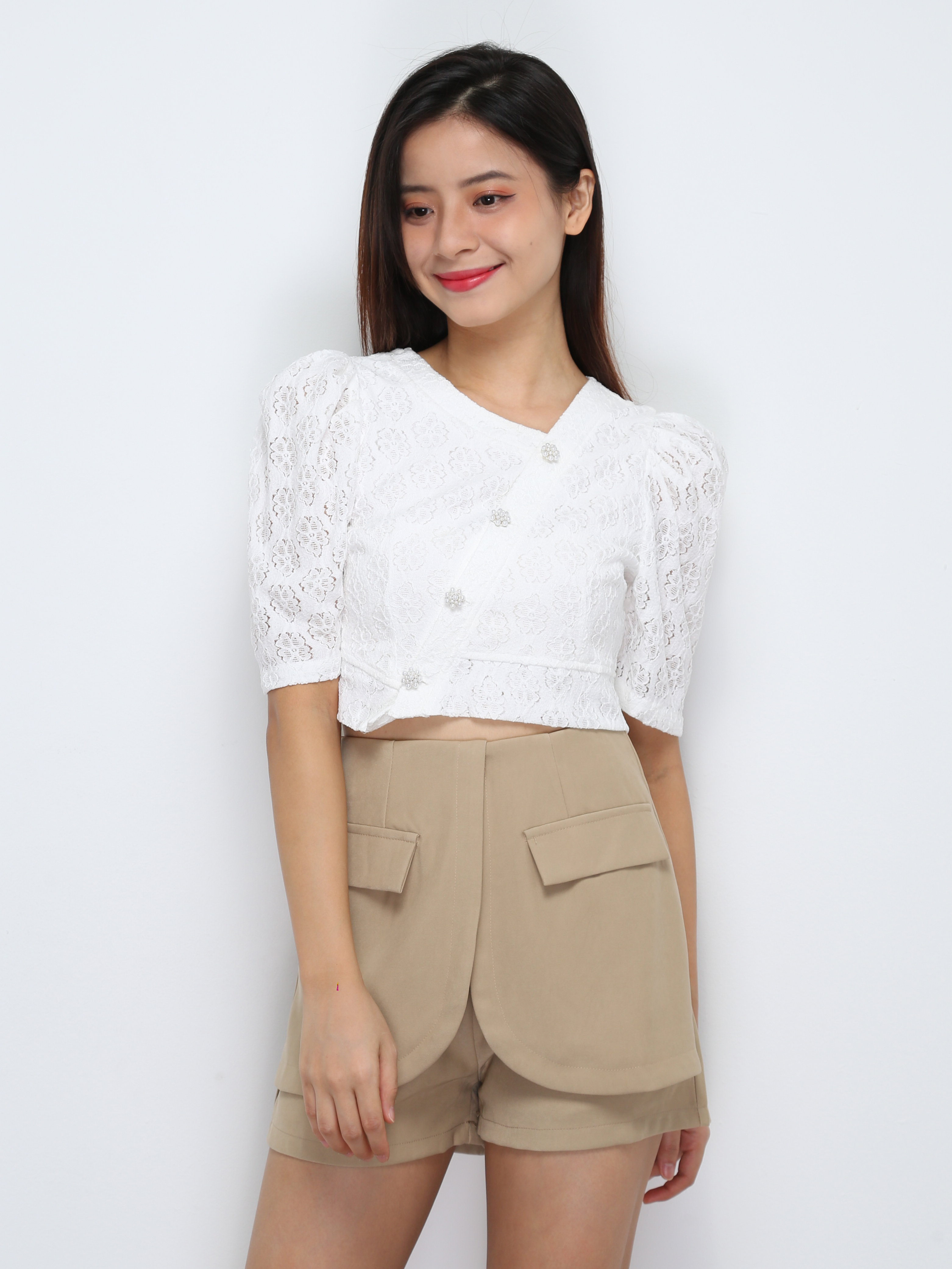 Short Sleeve Front Button Top 29476