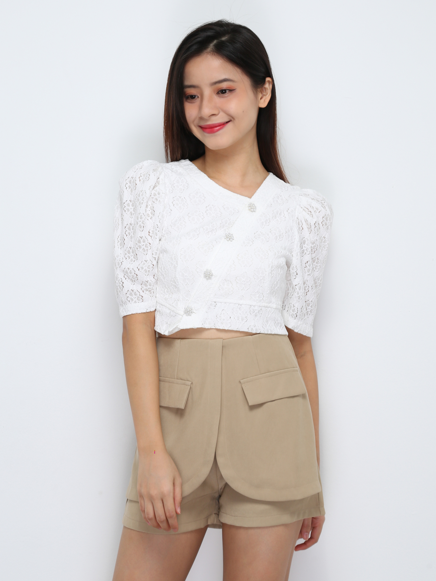 Short Sleeve Front Button Top 29476