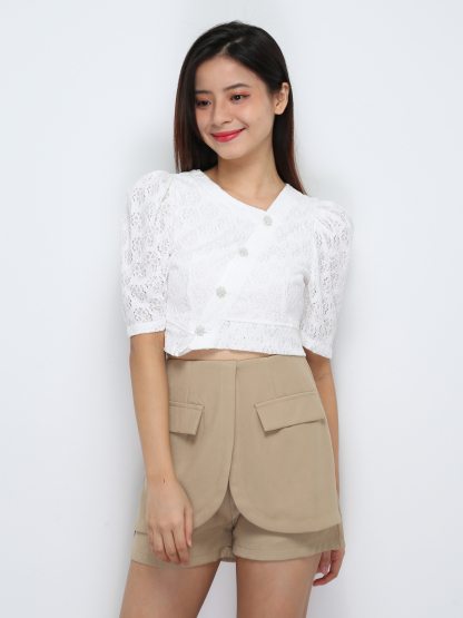 Short Sleeve Front Button Top 29476