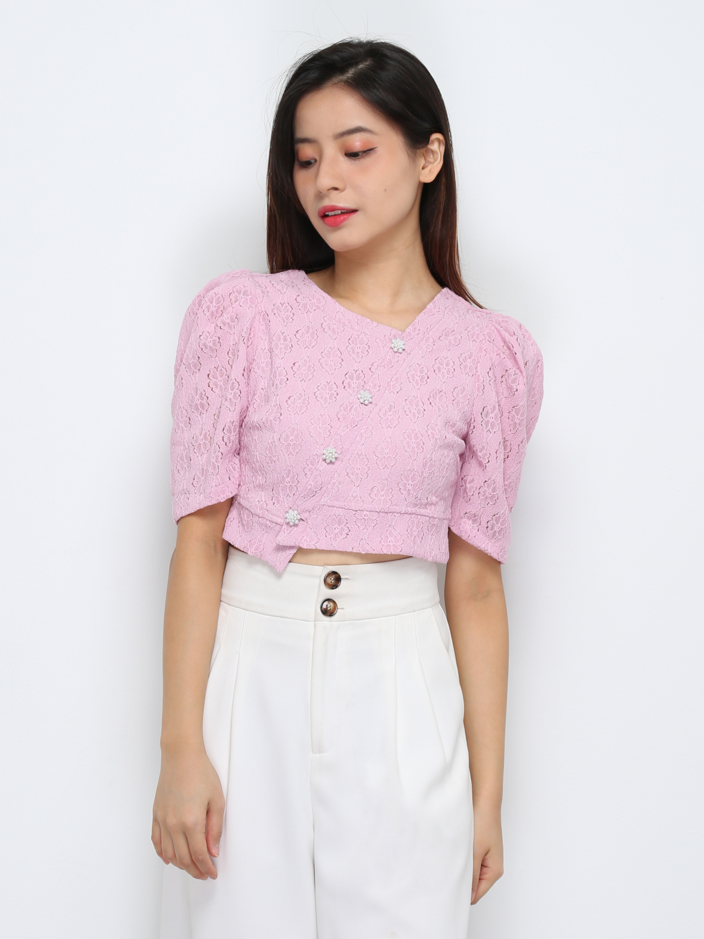 Short Sleeve Front Button Top 29476