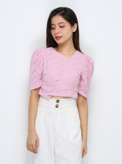 Short Sleeve Front Button Top 29476