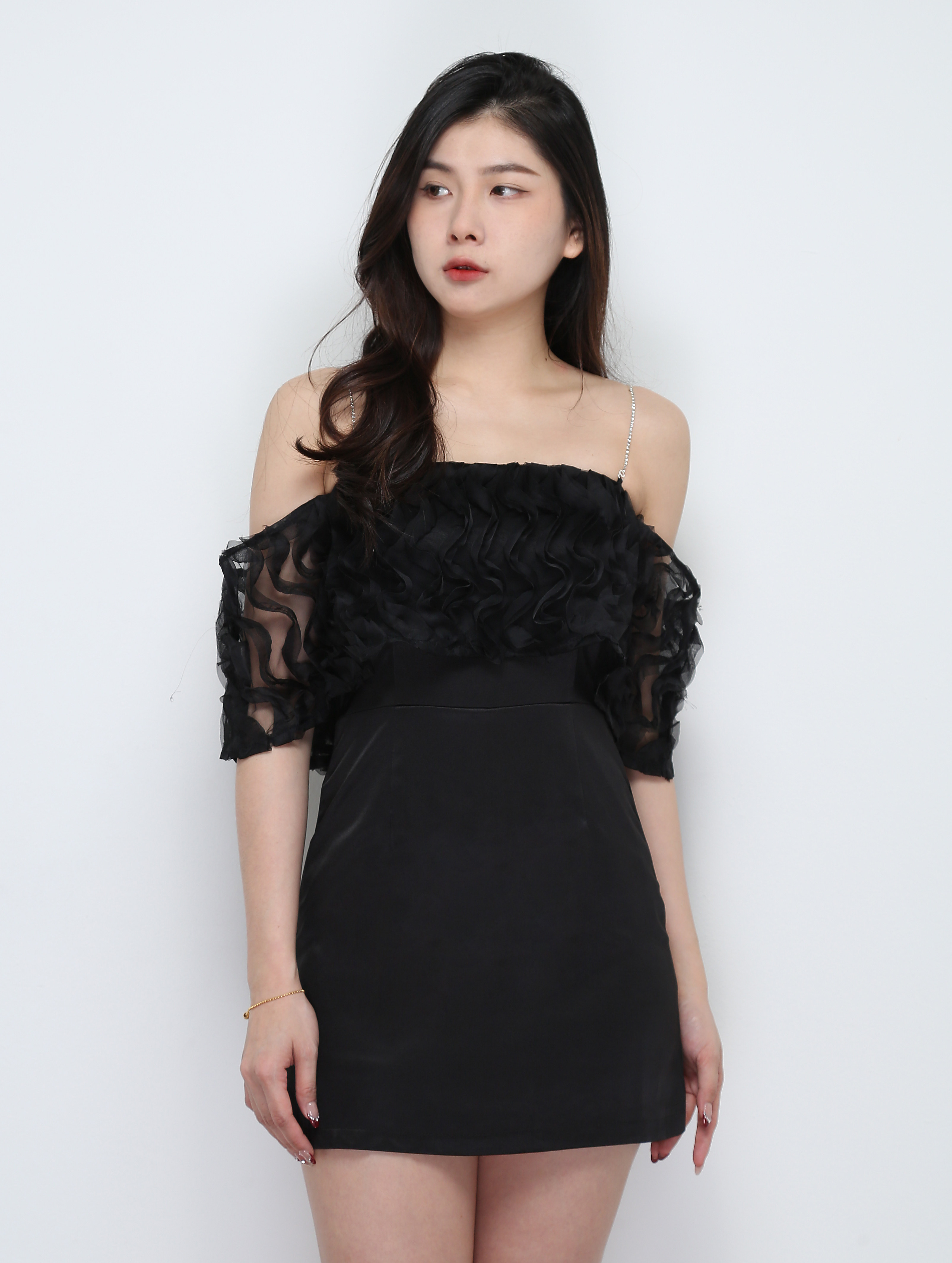 Off Shoulder Pleated Dress 29597