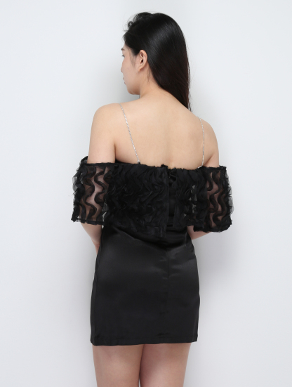 Off Shoulder Pleated Dress 29597