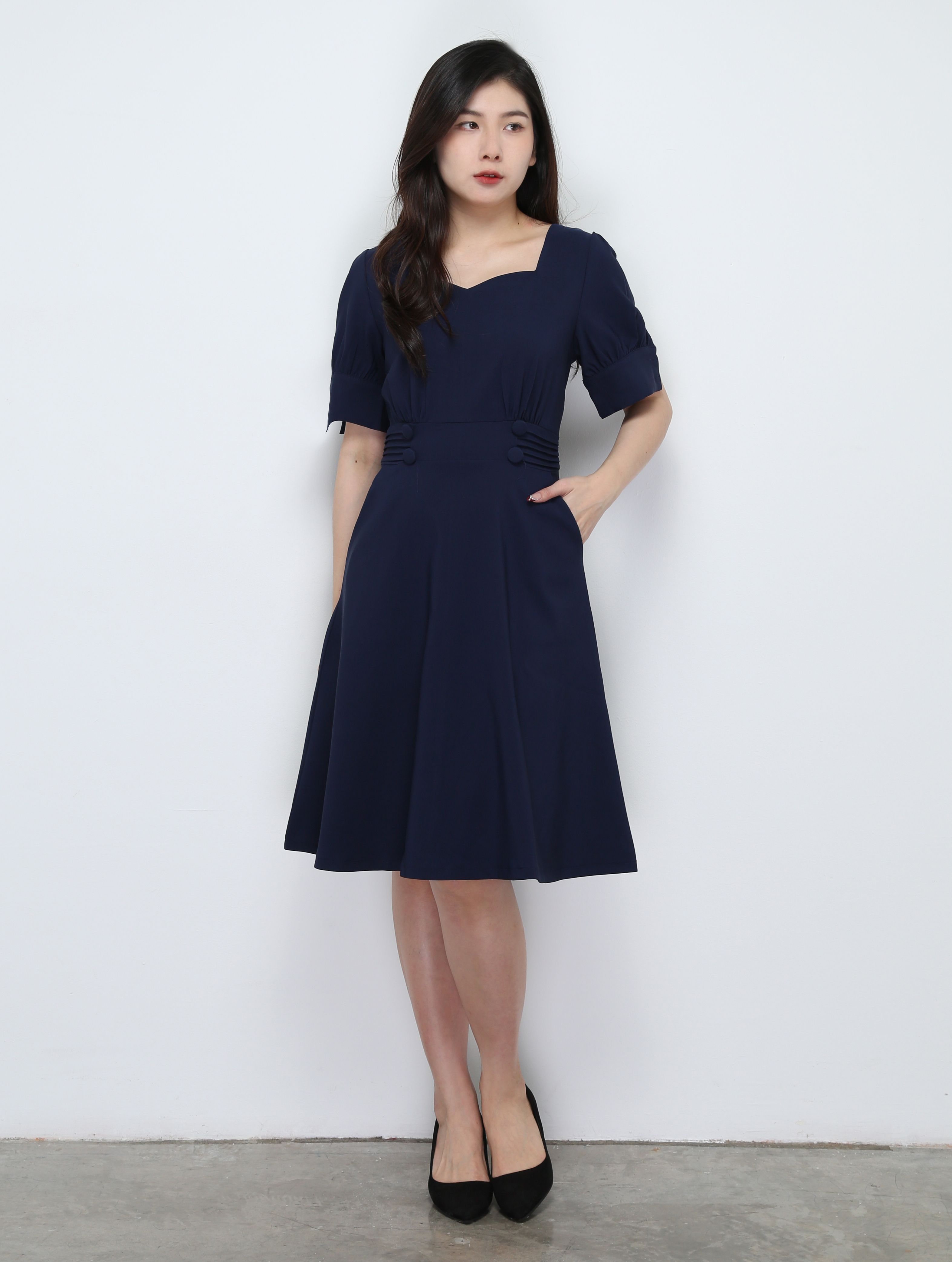 Side Pleated With Pocket Dress 29630