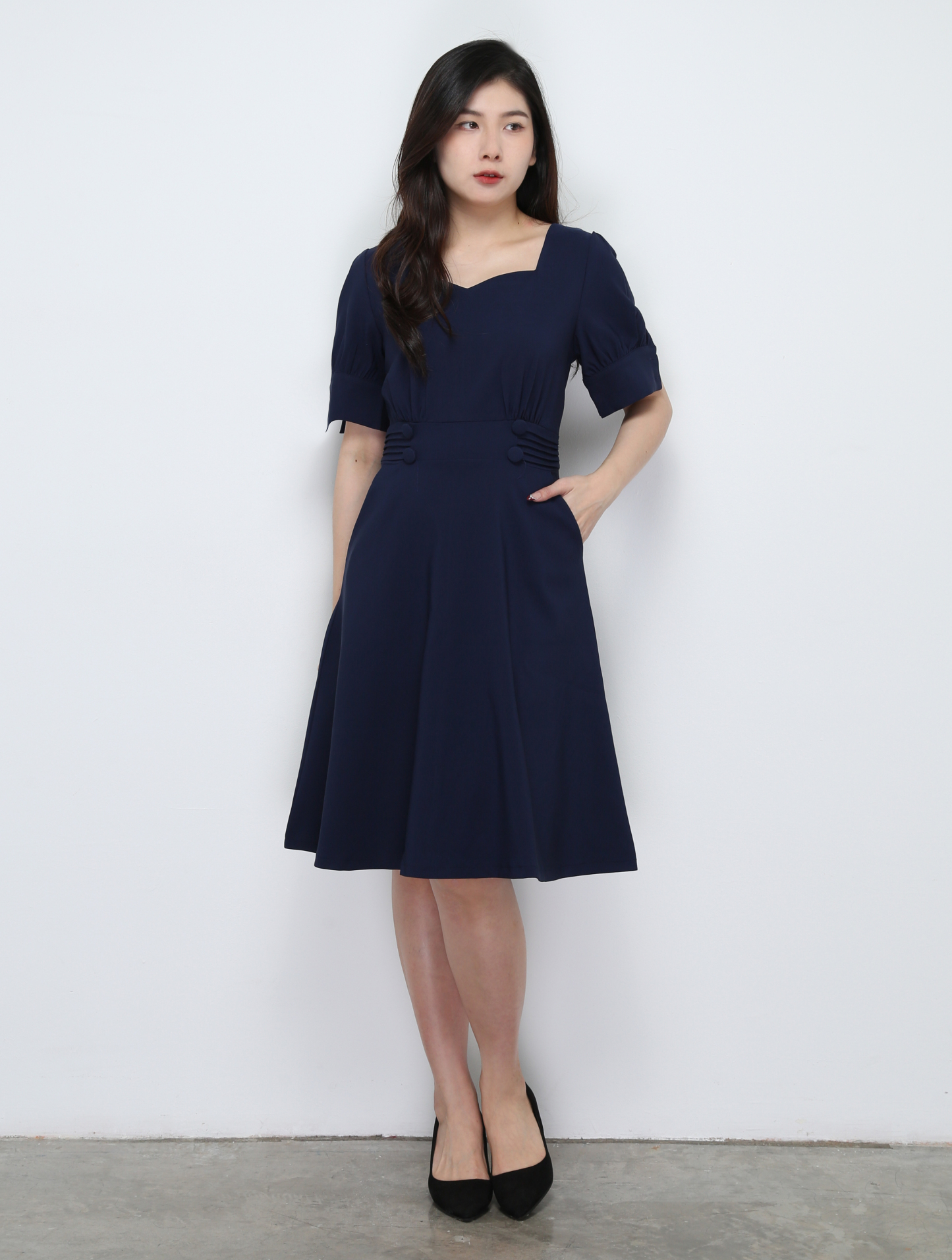 Side Pleated With Pocket Dress 29630