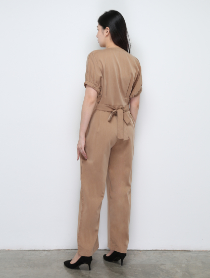 V Neck With Front Button With Belt Jumpsuit 29627