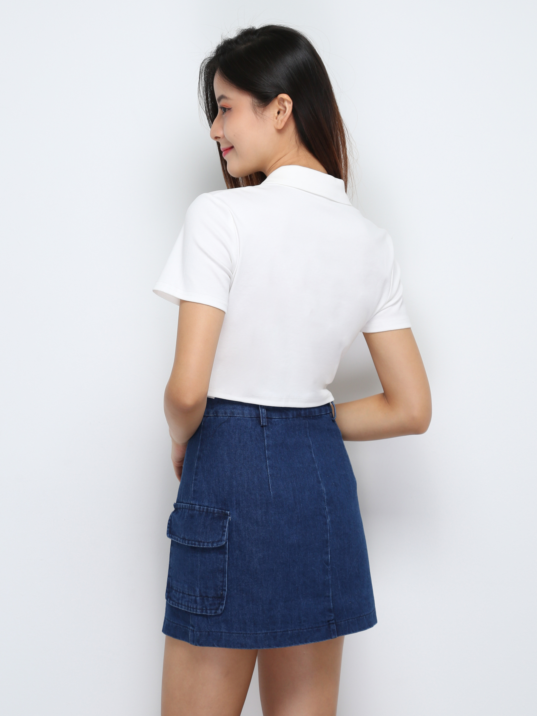 Short Sleeve Front Zip Pleated Top 29507 (PREORDER)