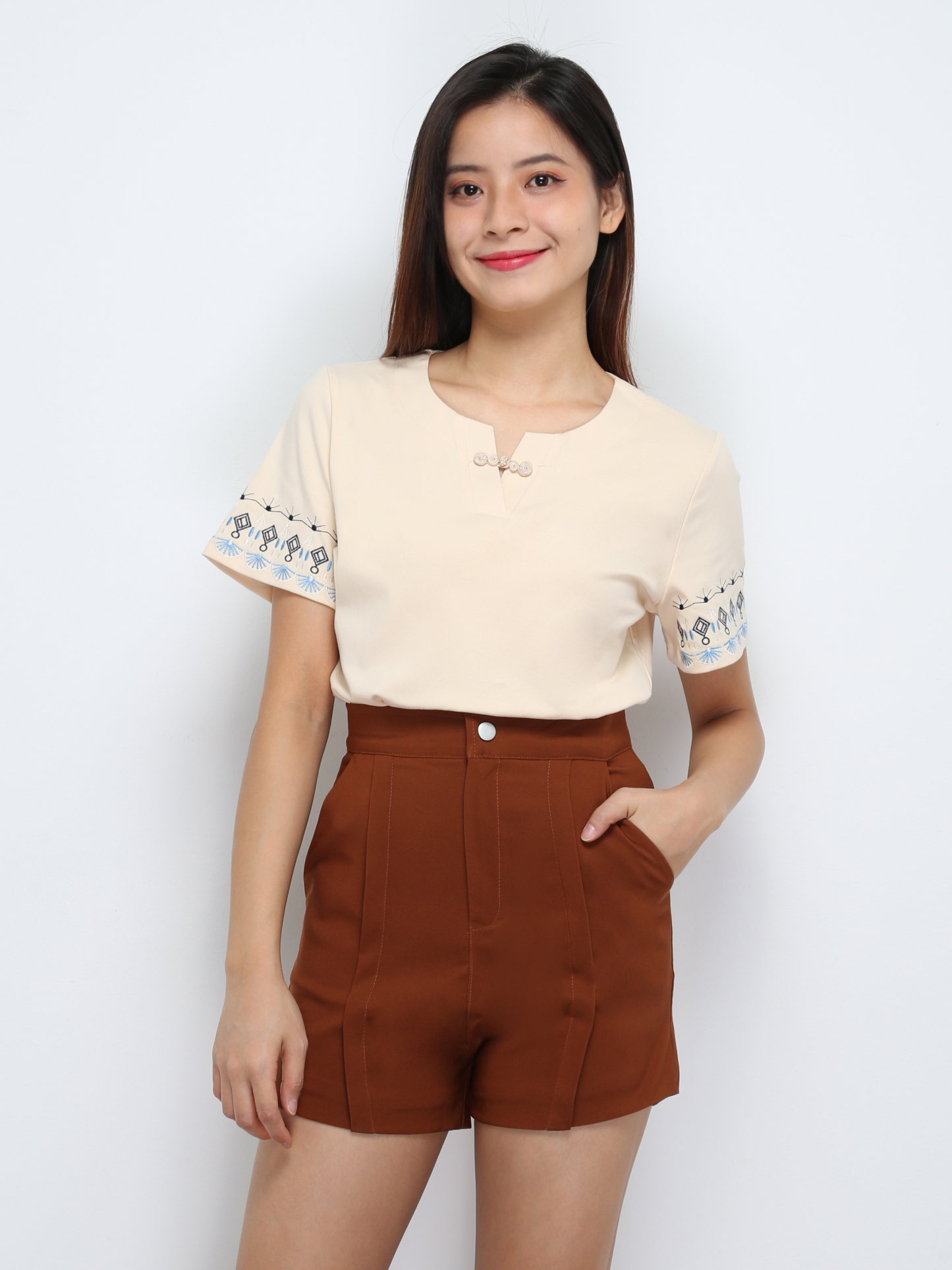 High Waist Side Pocket Short pants 29594