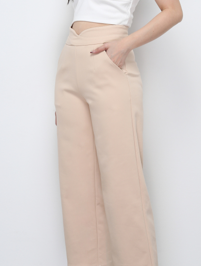 High Waist Back Zip Wide Leg Long Pants 29565