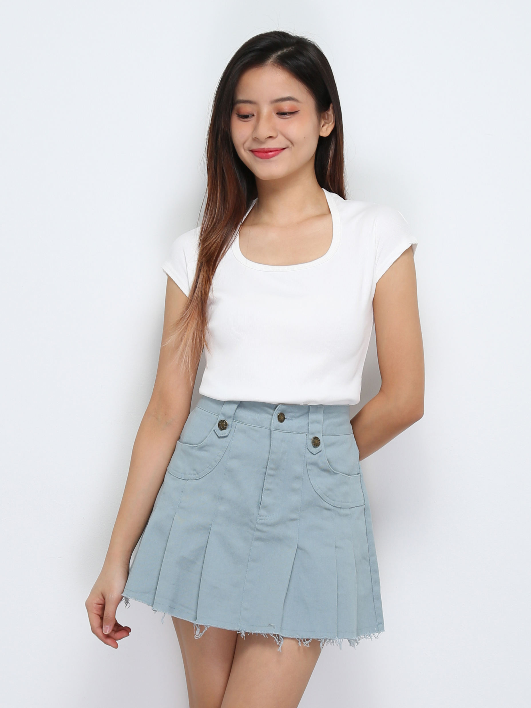 Front Button Pleated Skirt Pant 29598