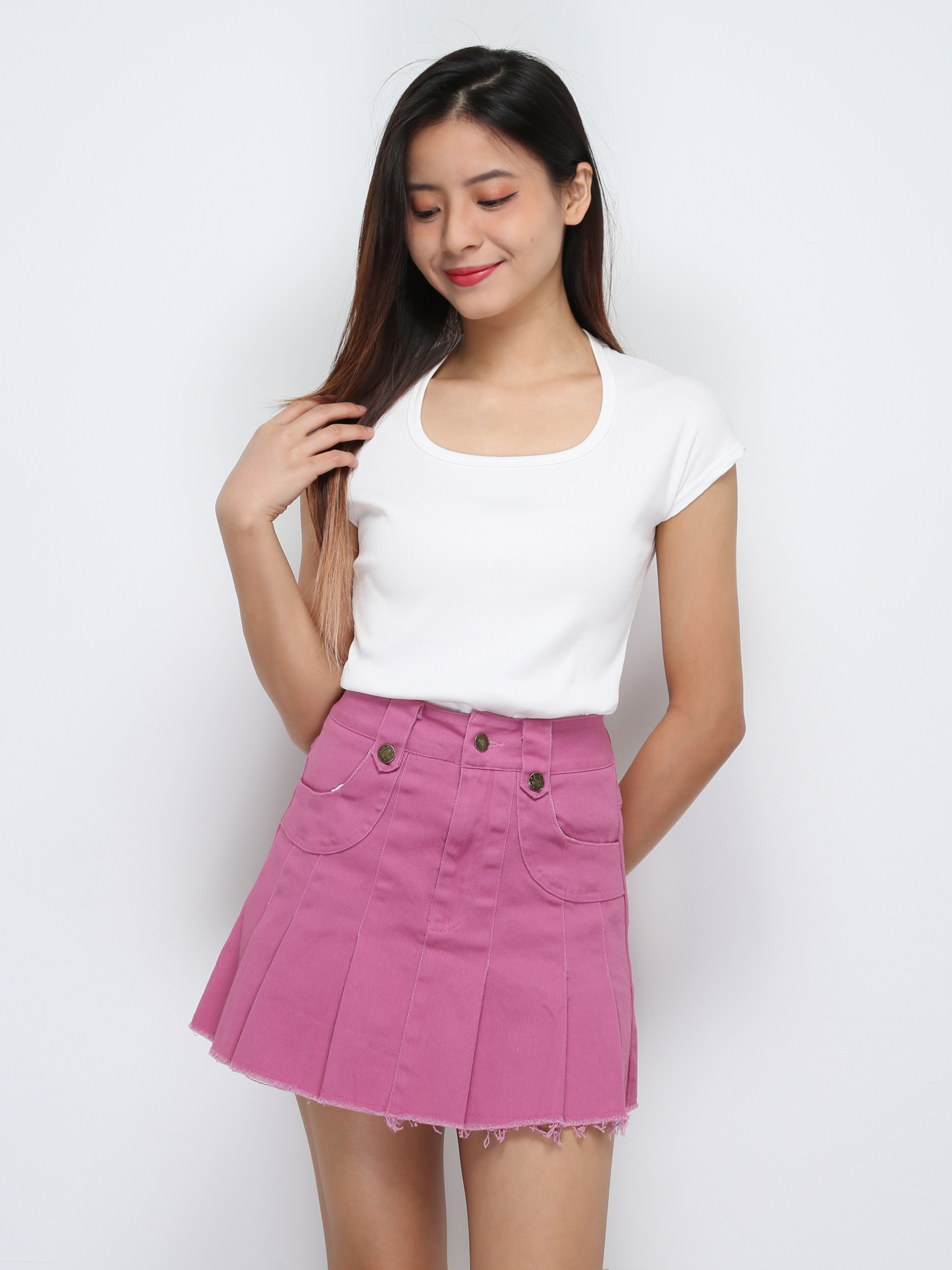 Front Button Pleated Skirt Pant 29598