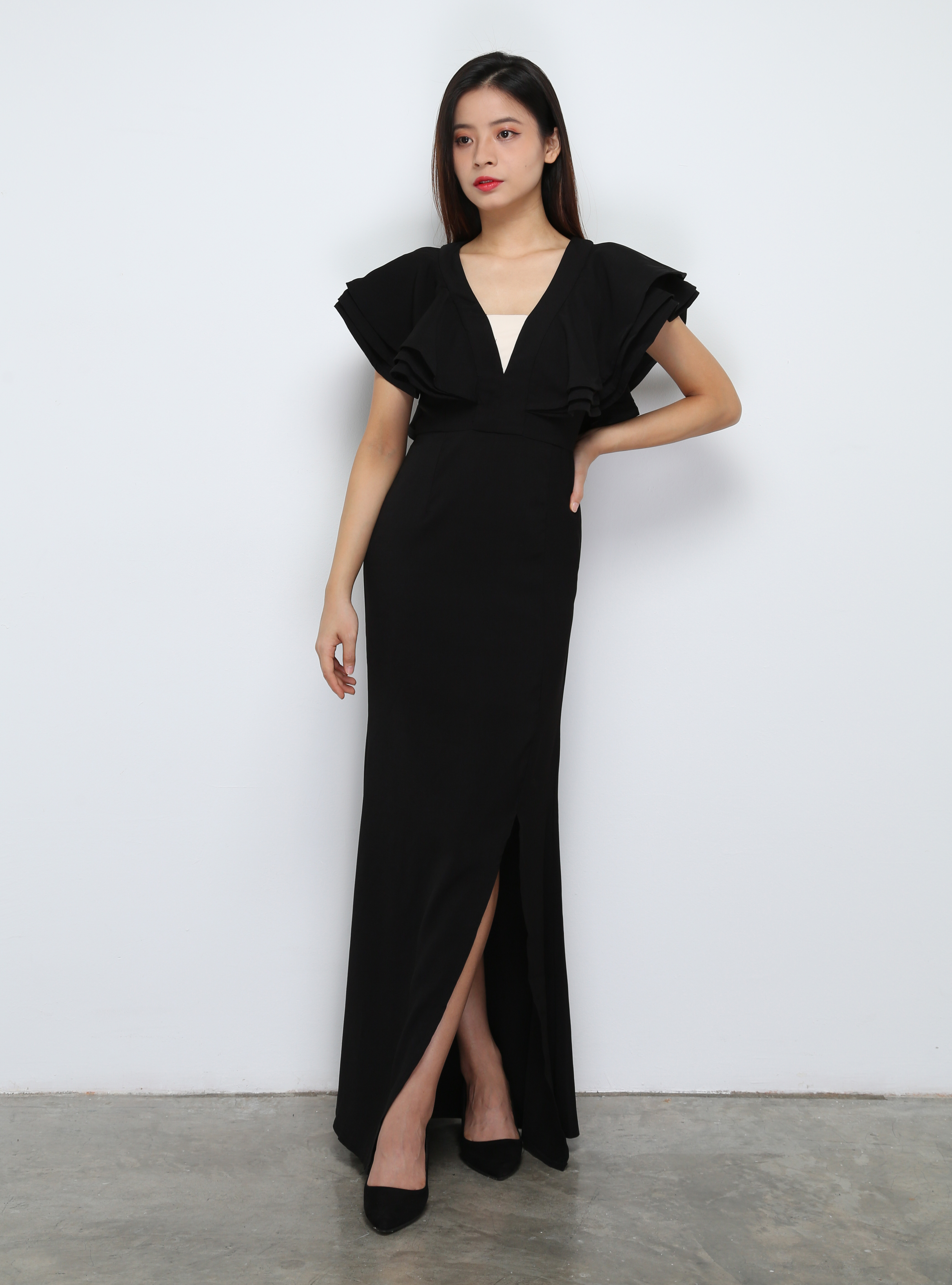 Layered Sleeve With Split Dress 29704
