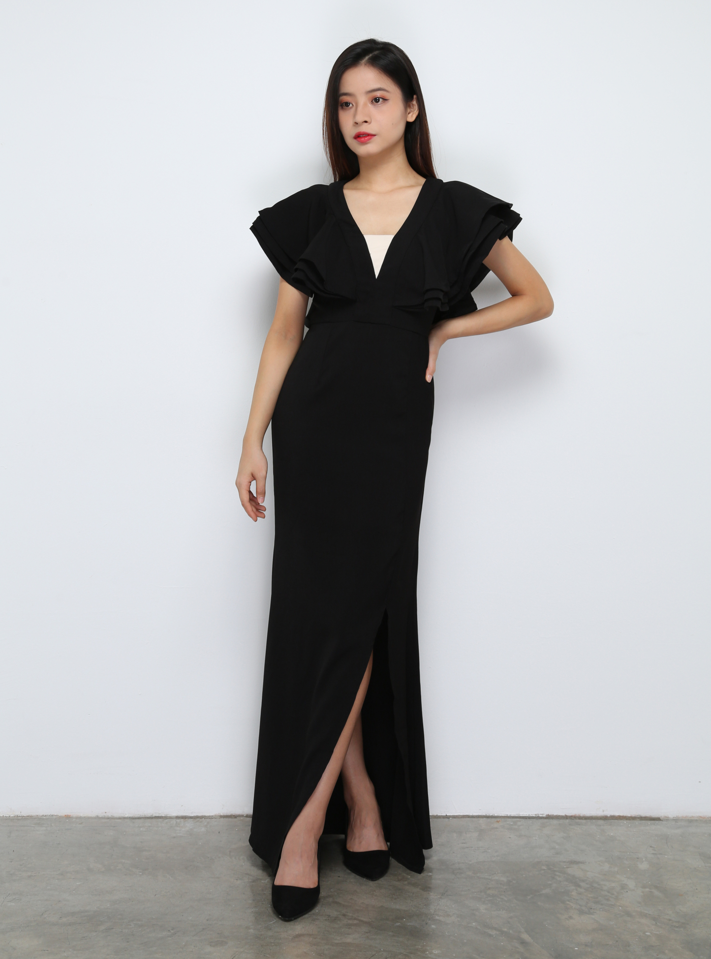 Layered Sleeve With Split Dress 29704