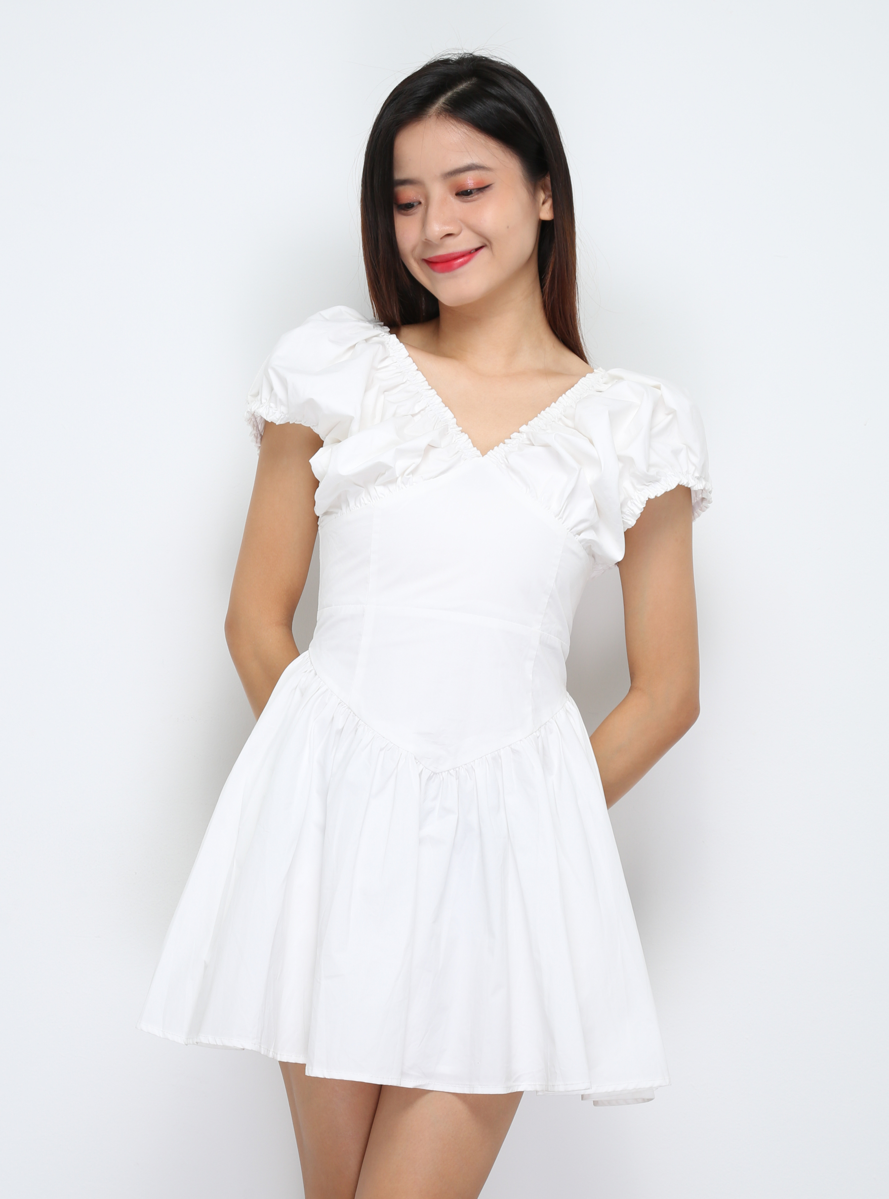 V Neck Short Sleeve Dress 29705