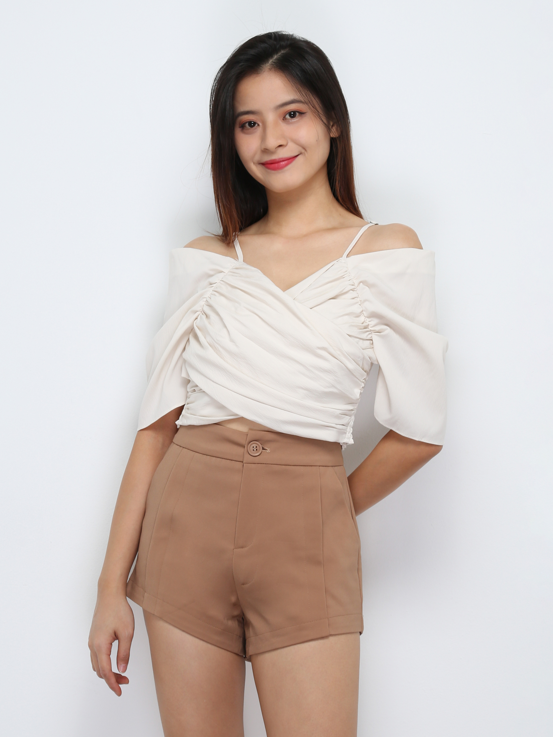 Side Pocket Pleated Short Pants 29661