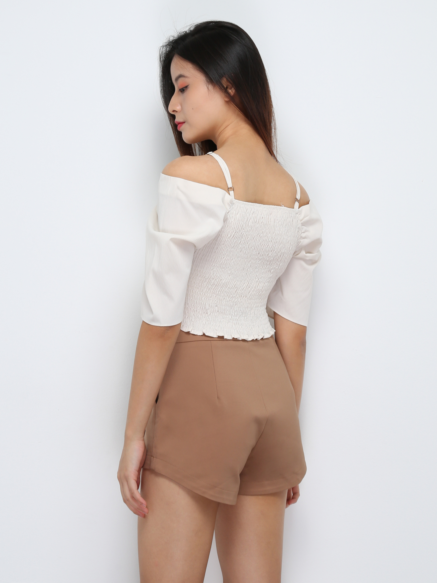 Side Pocket Pleated Short Pants 29661