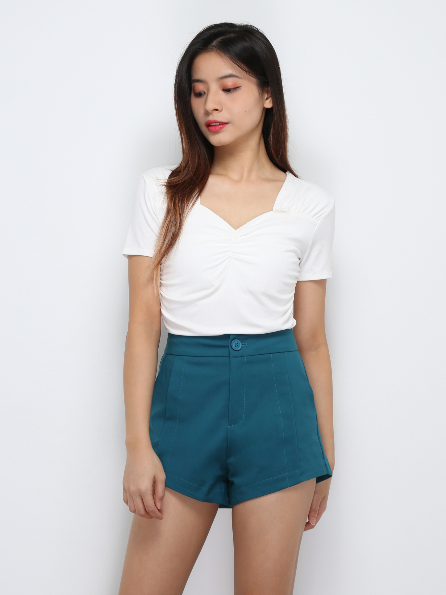 Short Sleeve Front Pleated Top 29702