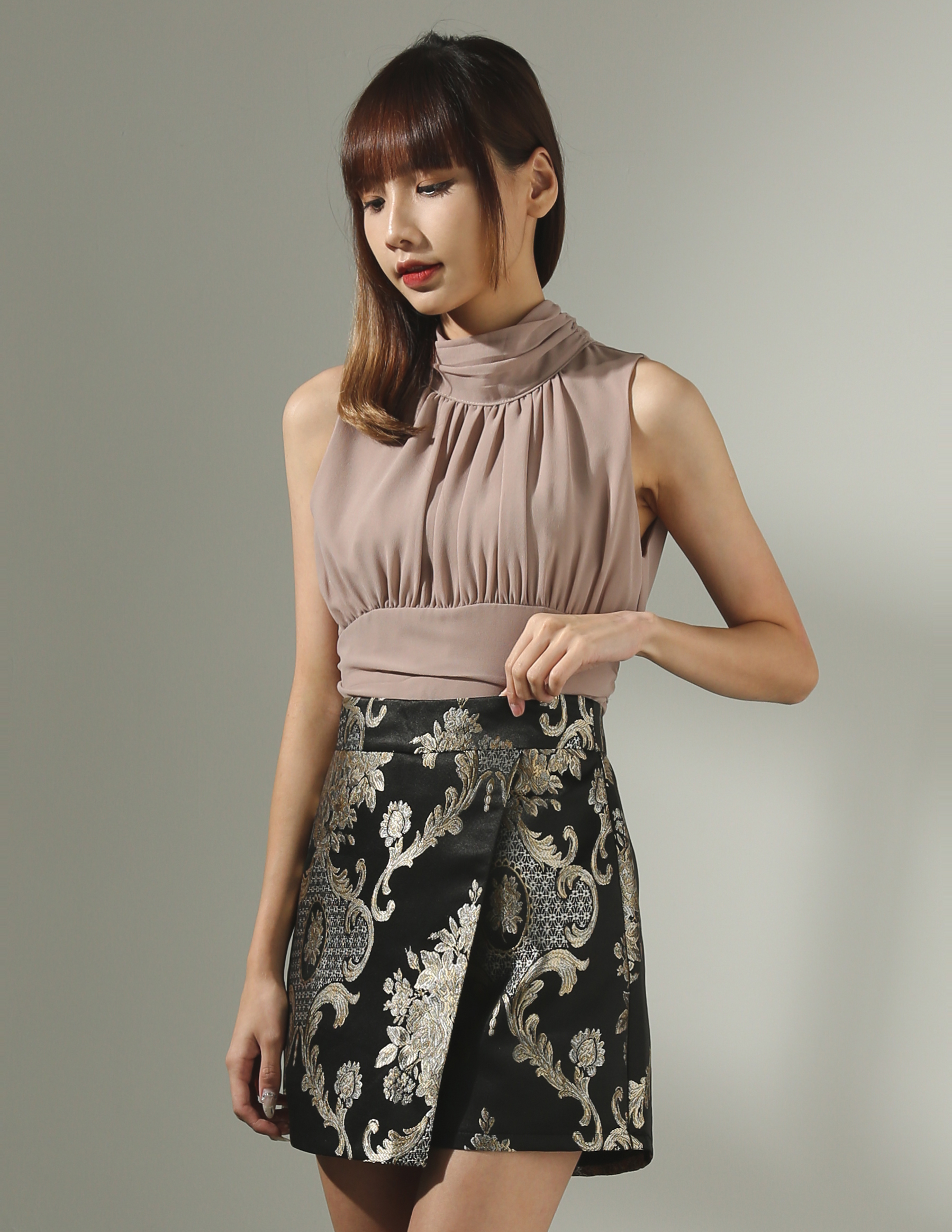 Wrap Side Pocket Skirt Pants AC719