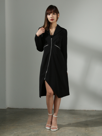 [PREORDER] Front Zip Irregular Long Dress AC424