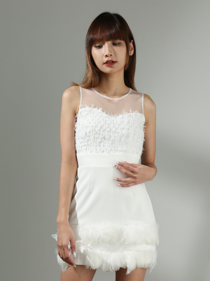 Sleeveless With Fur Dress AC621