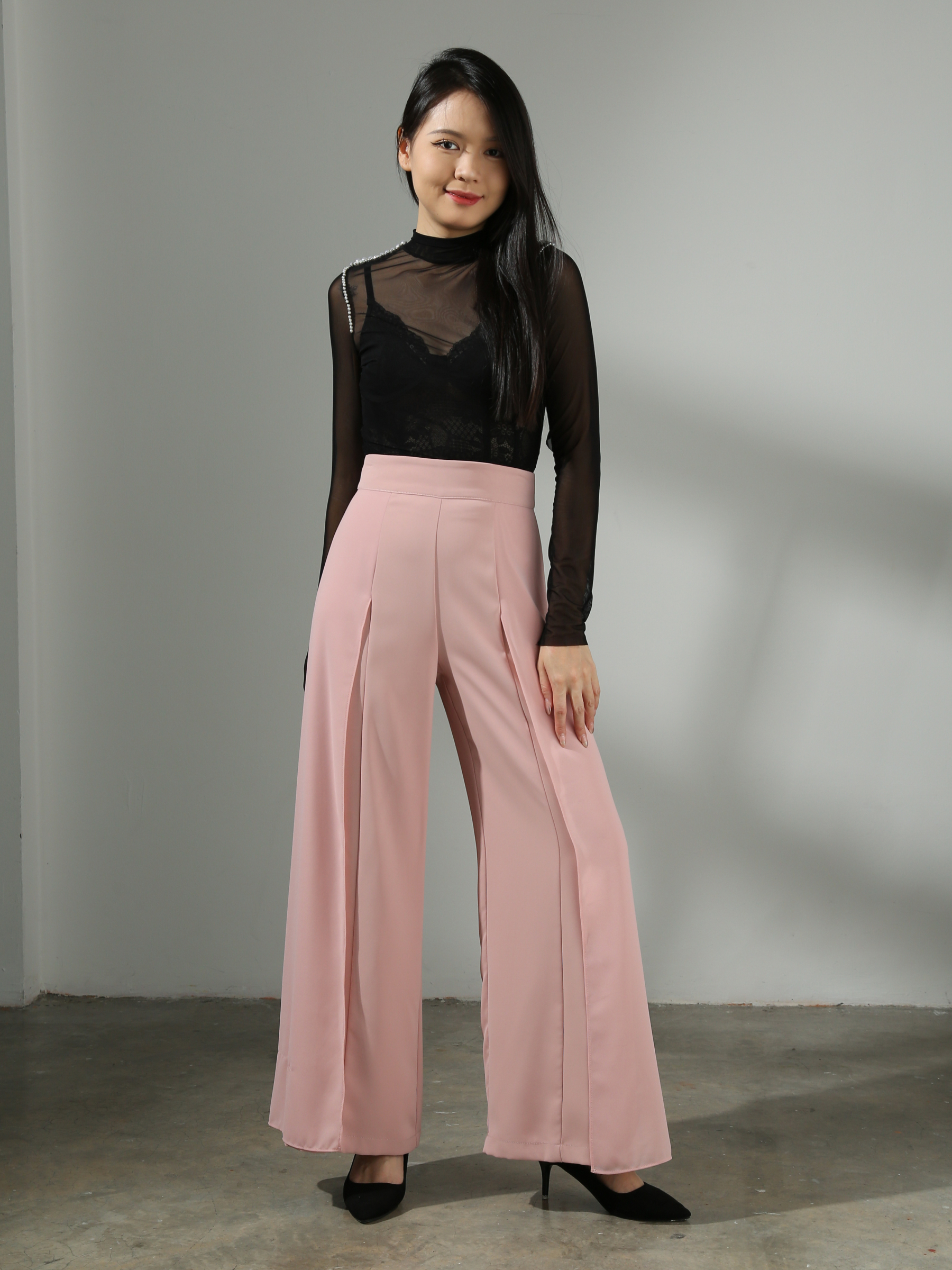High Waist With Net Long Pants AC