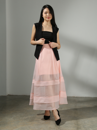 Sleeveless Front Button With Belt Top AC421