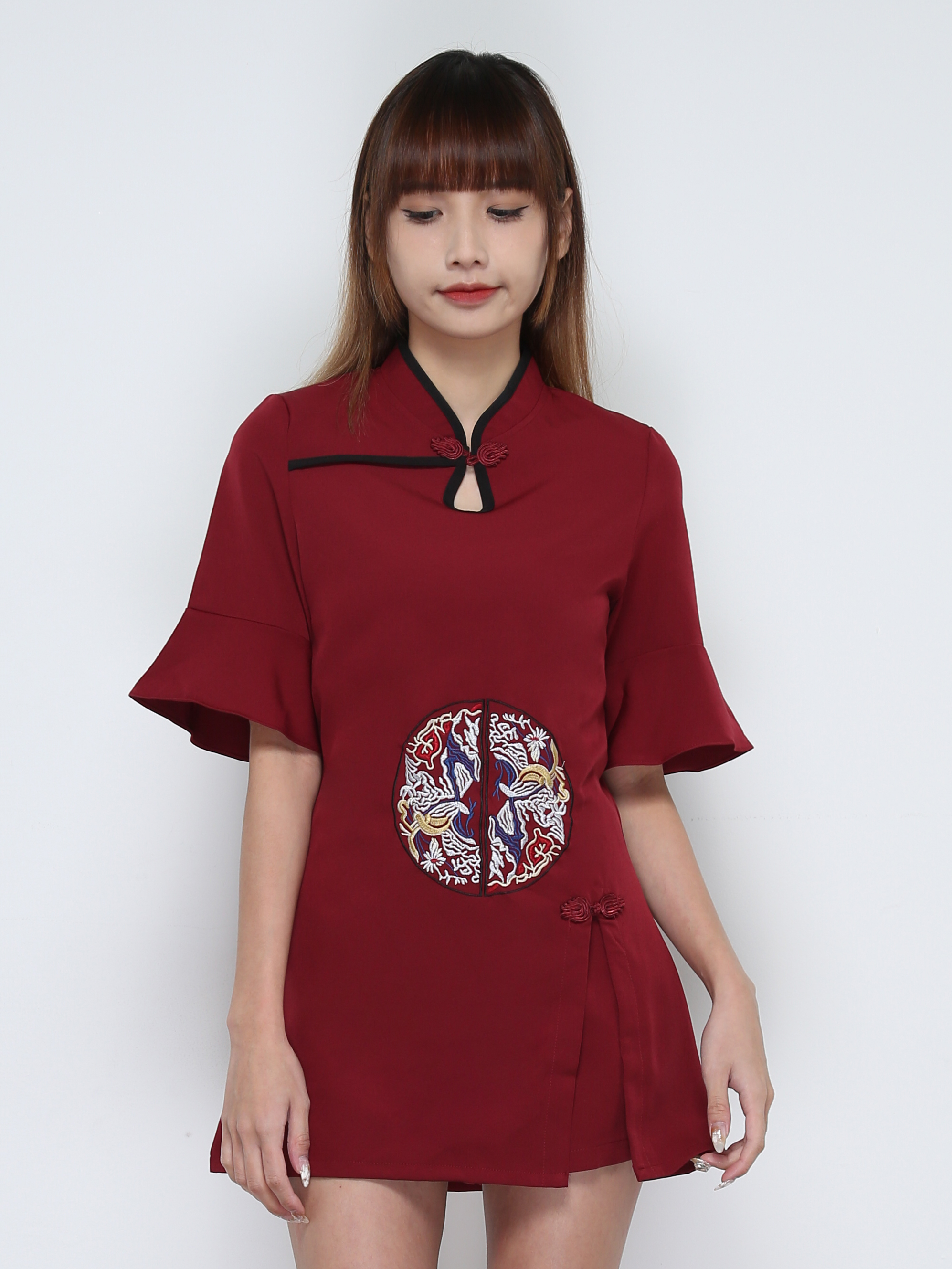Short Sleeve New Year Top With Short Pant Set 31919