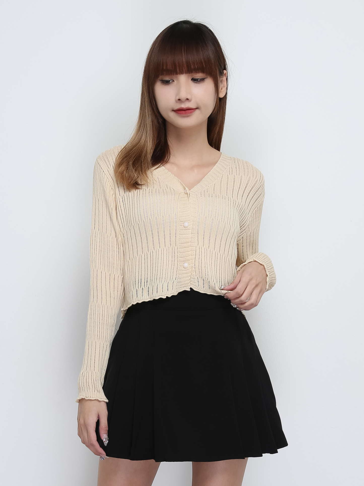 High Waist Side Pleated Skirt Pants 32621