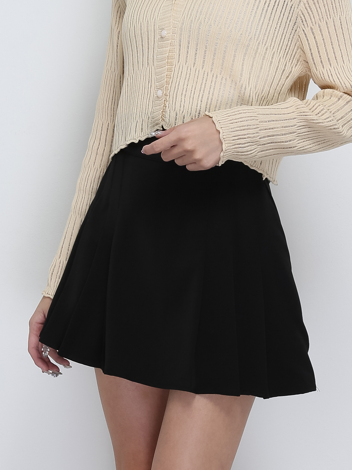 High Waist Side Pleated Skirt Pants 32621