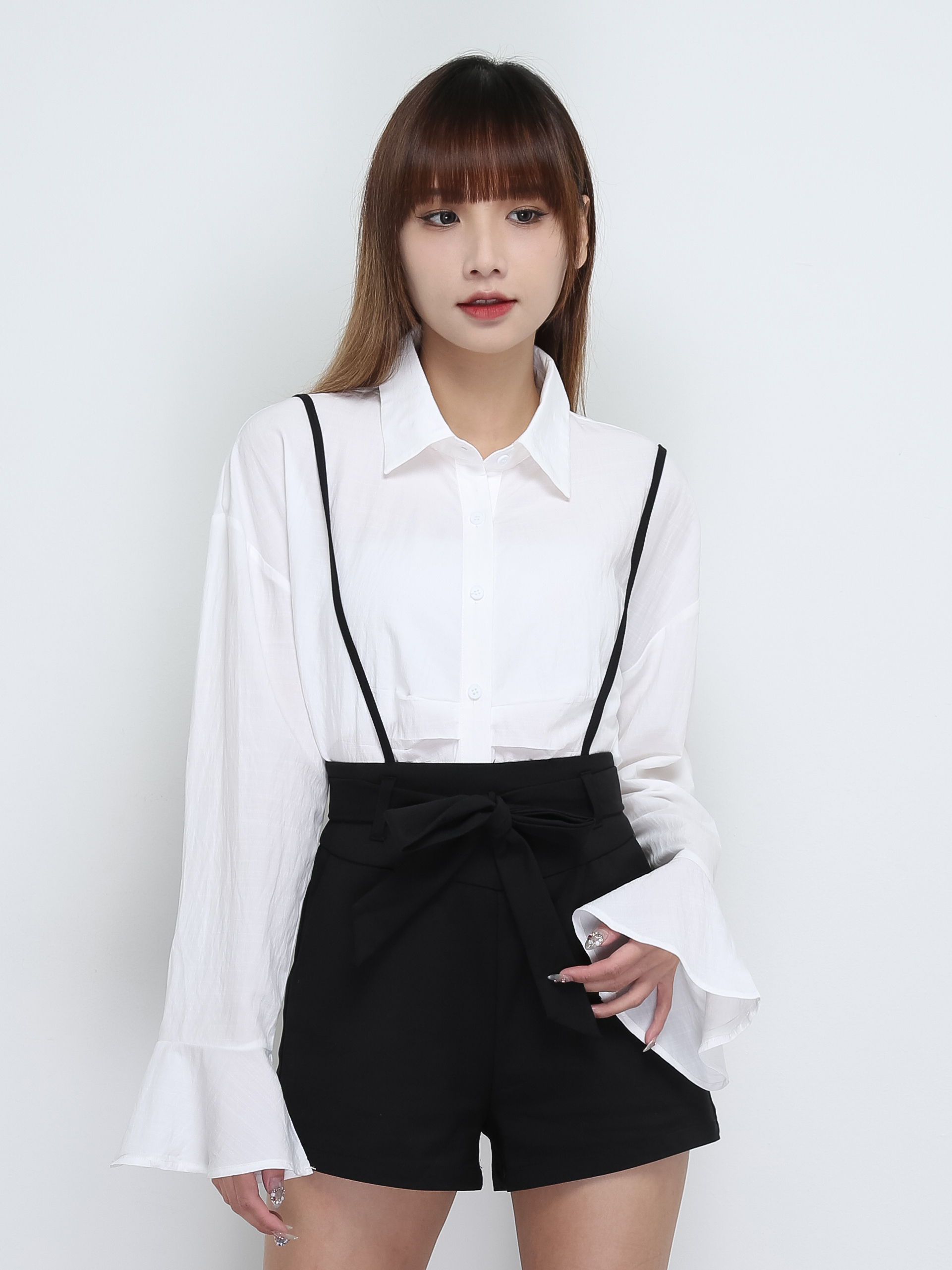 High Waist With Belt And Strap Short Pants 29118