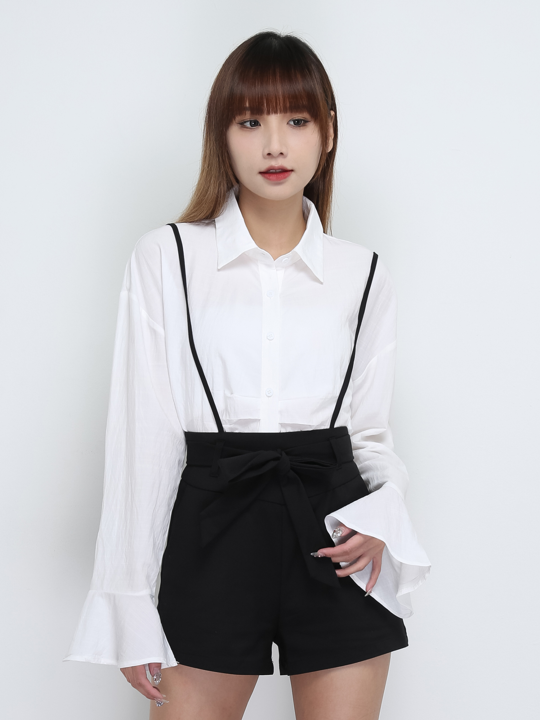 High Waist With Belt And Strap Short Pants 29118