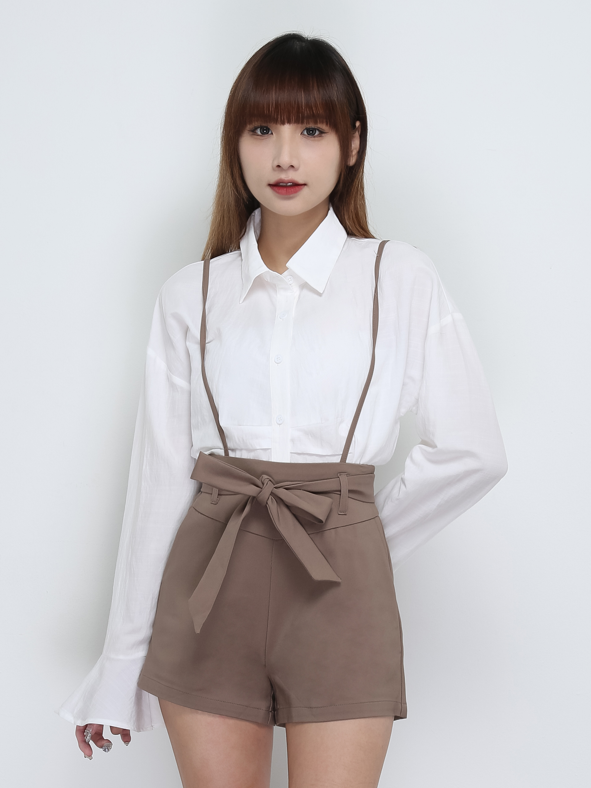 High Waist With Belt And Strap Short Pants 29118