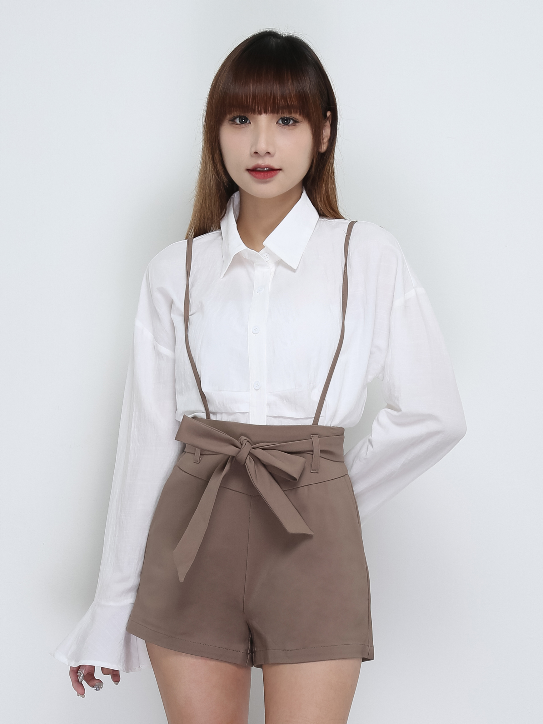 High Waist With Belt And Strap Short Pants 29118
