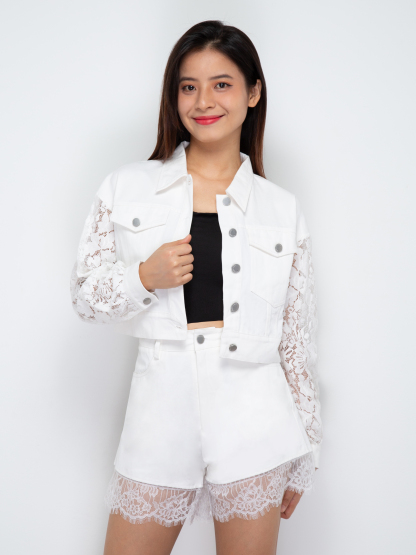 Long Sleeve Front Button Top With Short Pant Set 29818