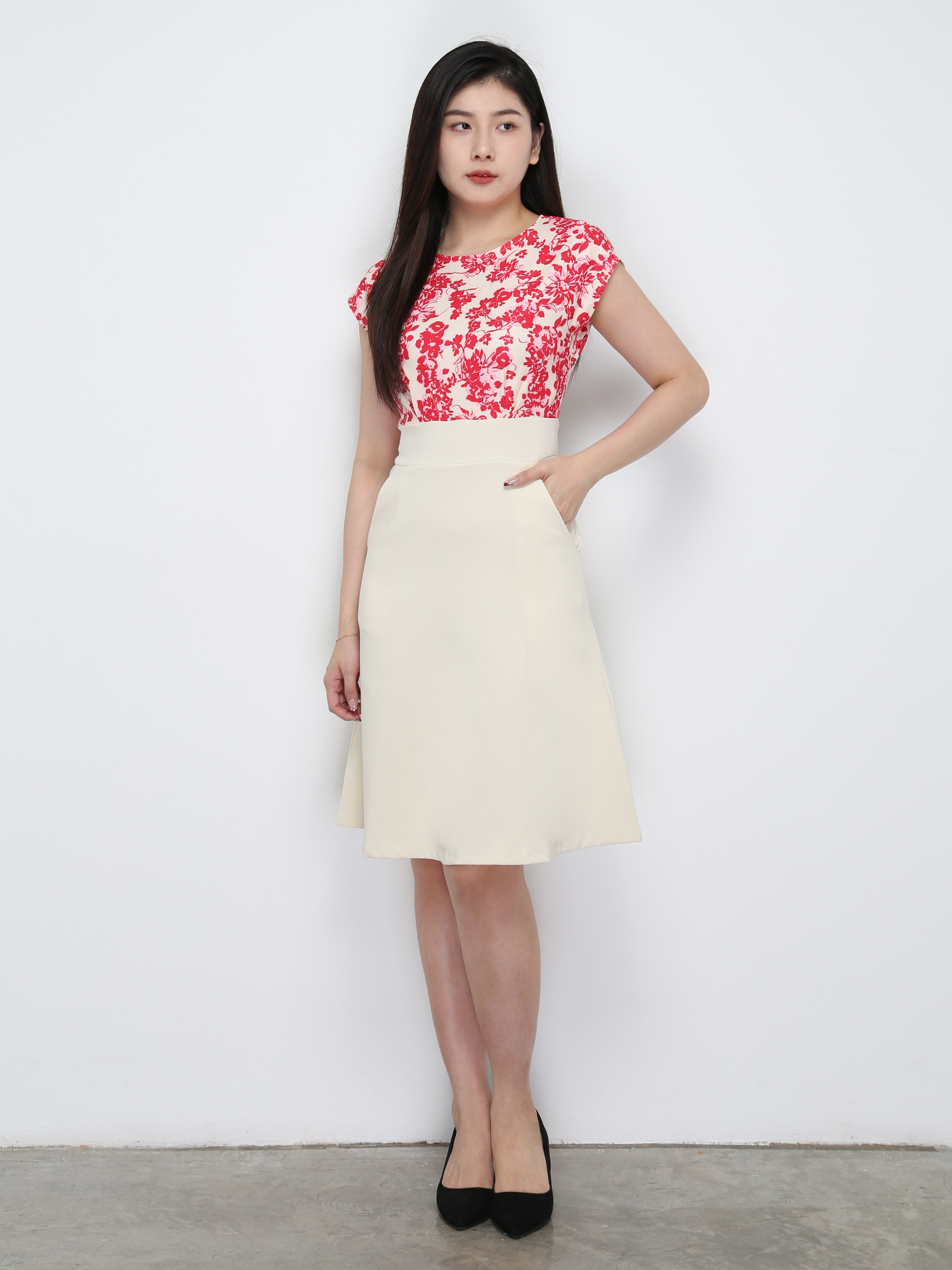 Two Tone Floral Dress 29729