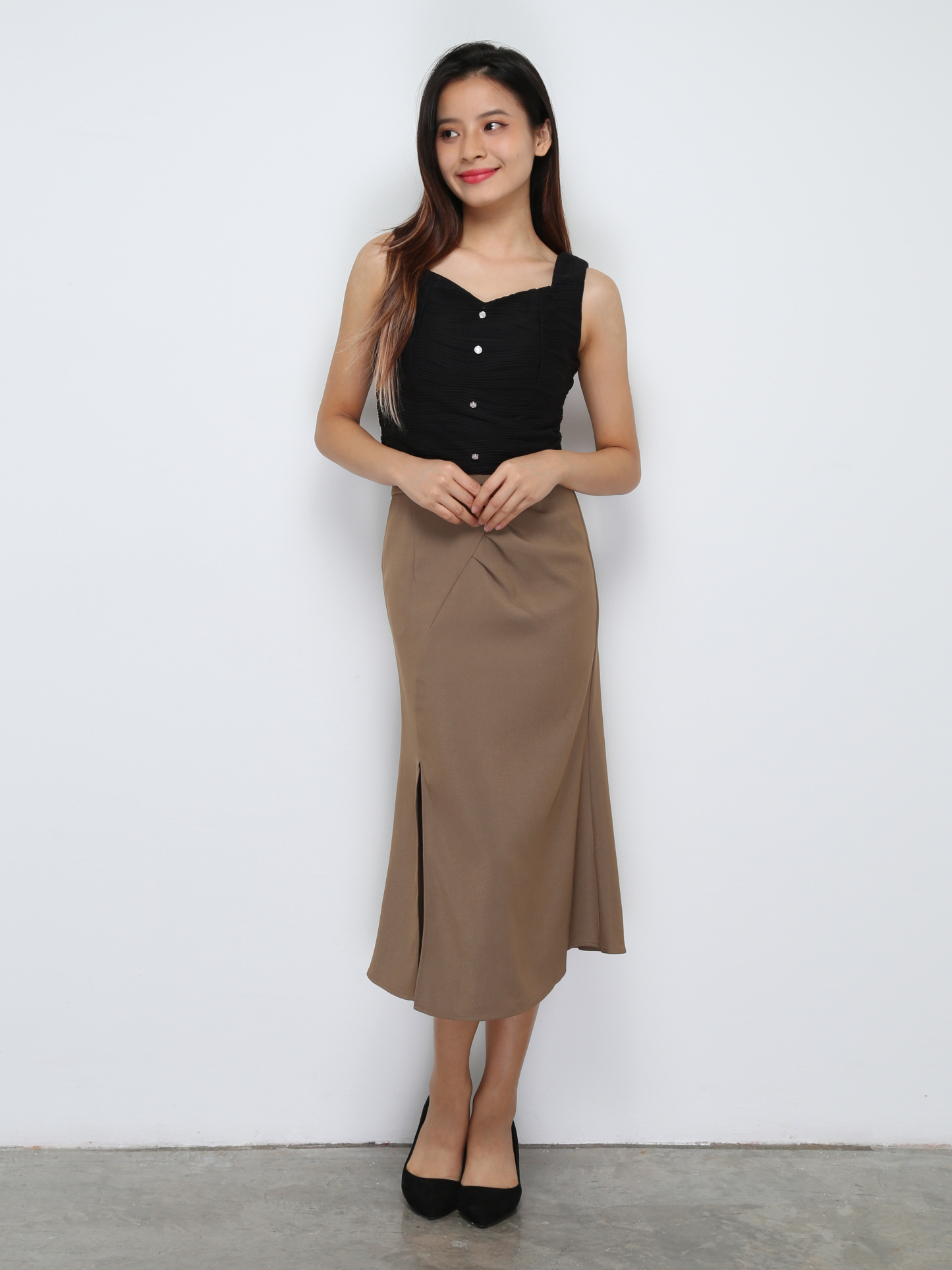 Sleeveless Front Decorative Button Top 29740