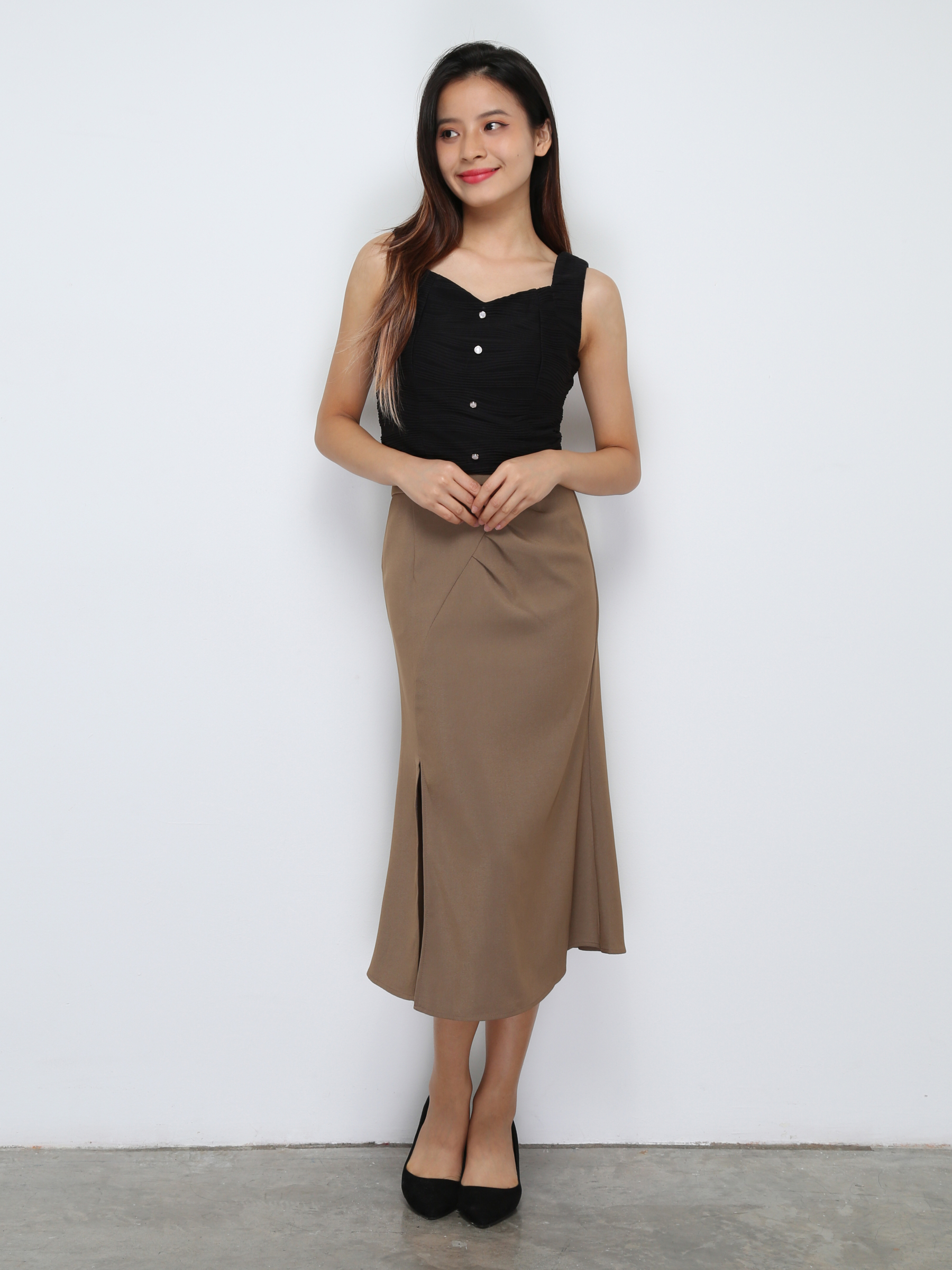 Sleeveless Front Decorative Button Top 29740