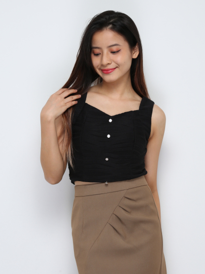 Sleeveless Front Decorative Button Top 29740