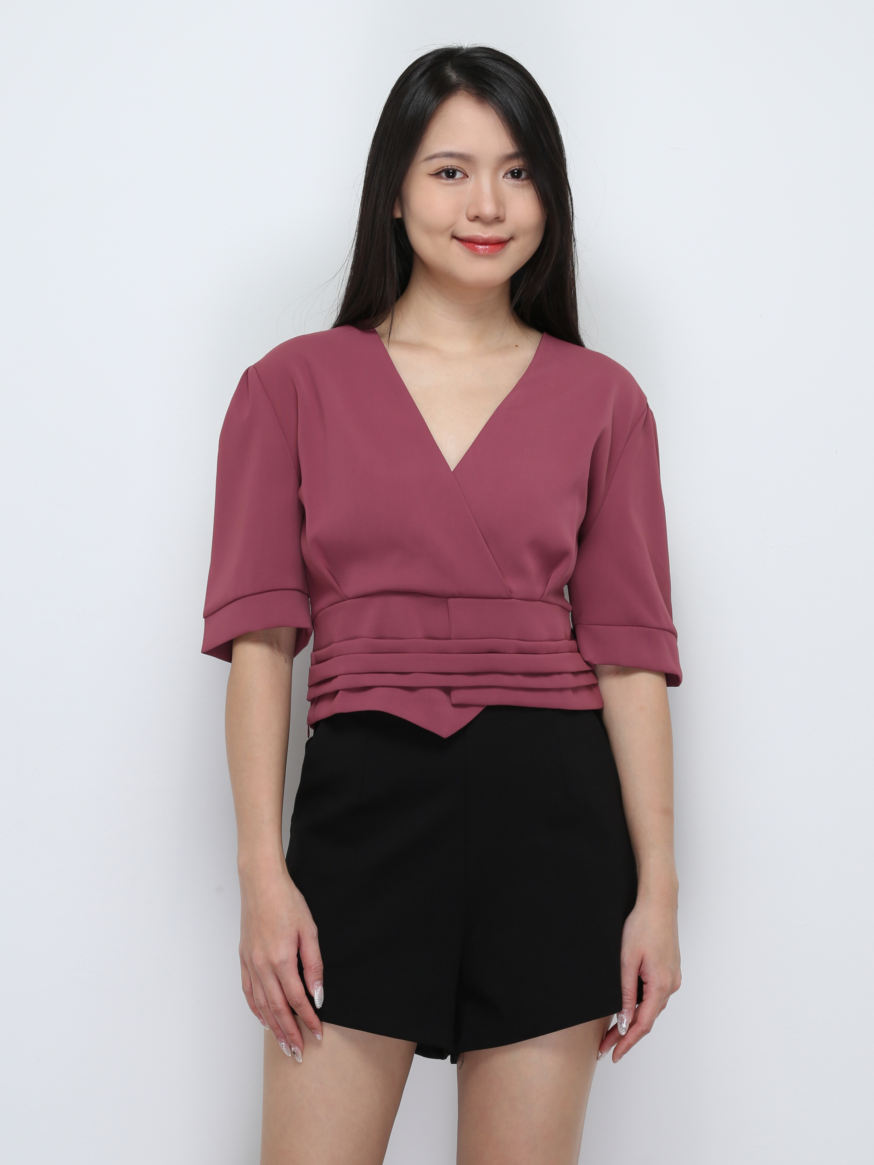 V Neck Wrap With Pleated Top 29420