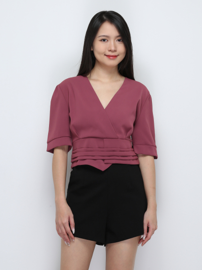V Neck Wrap With Pleated Top 29420