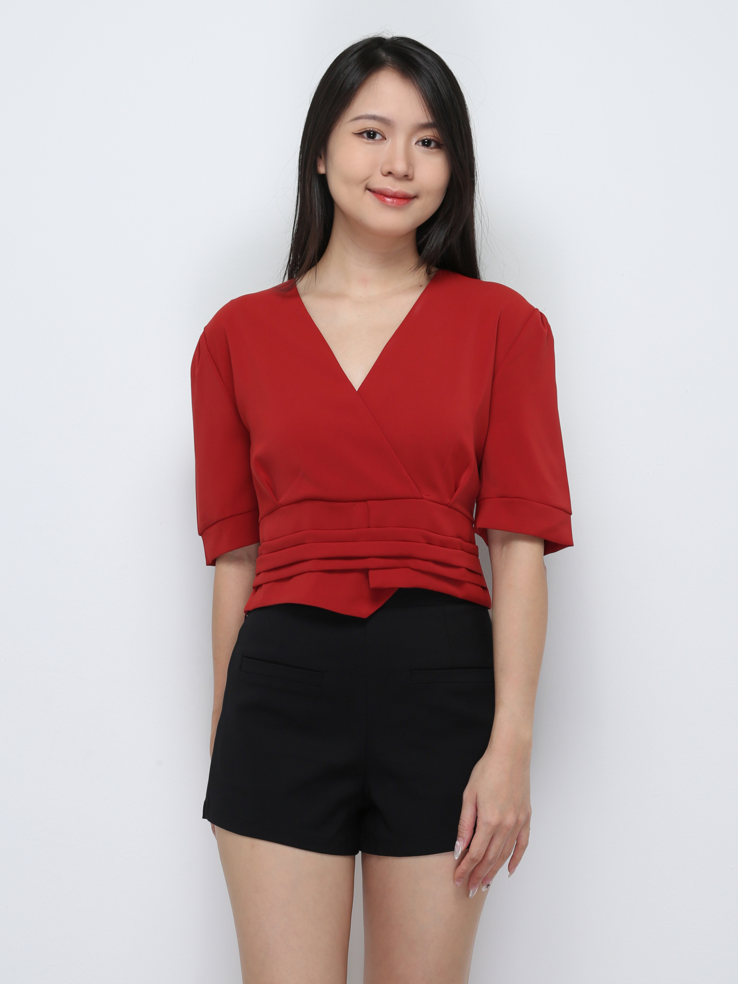 V Neck Wrap With Pleated Top 29420