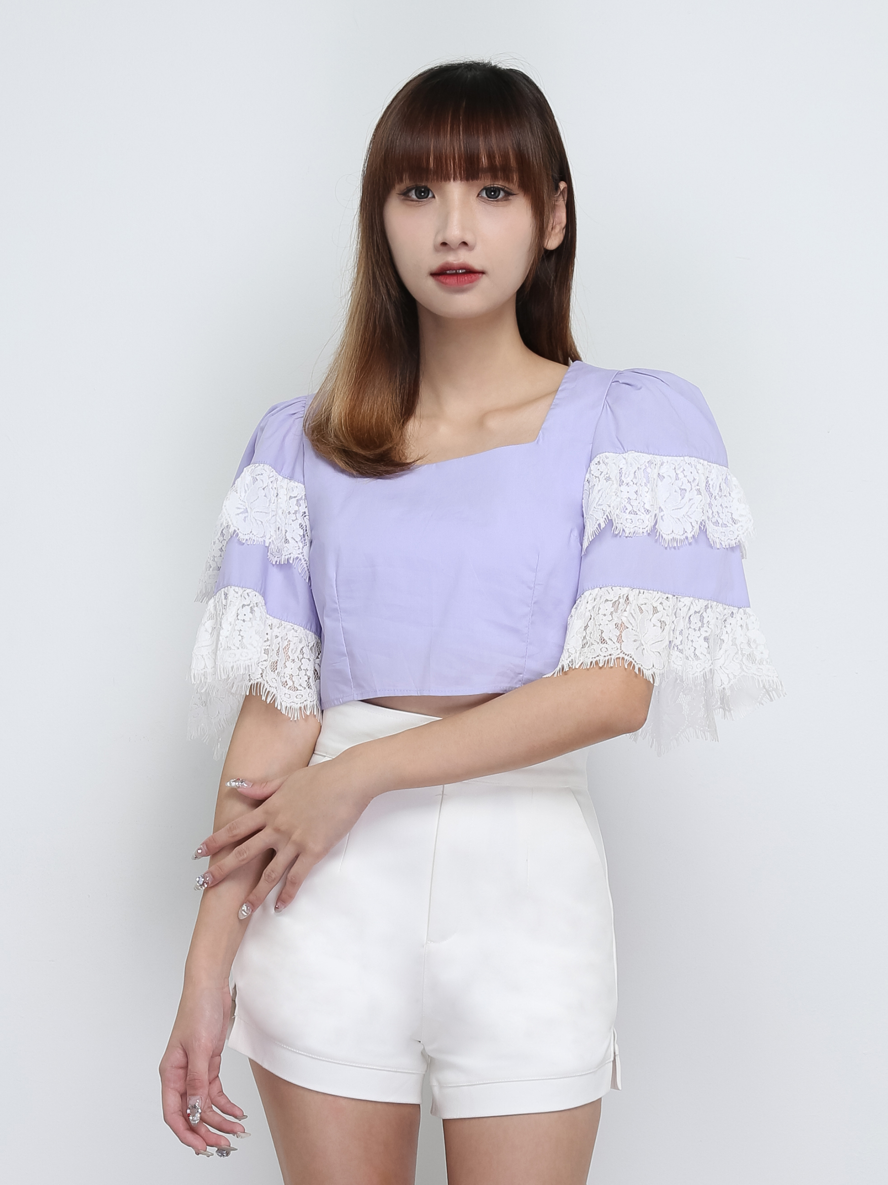 Layered With Lace Sleeve Top 29089