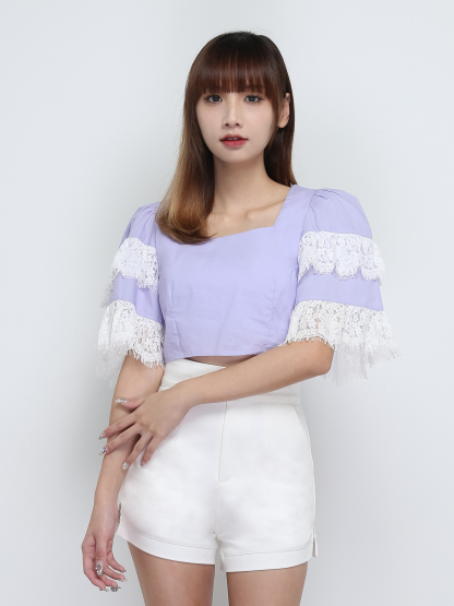 Layered With Lace Sleeve Top 29089