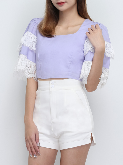 Layered With Lace Sleeve Top 29089