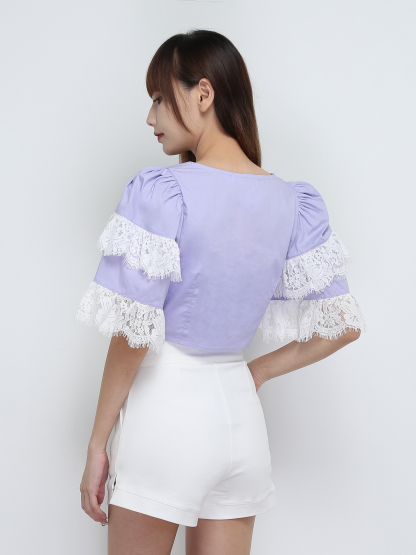 Layered With Lace Sleeve Top 29089
