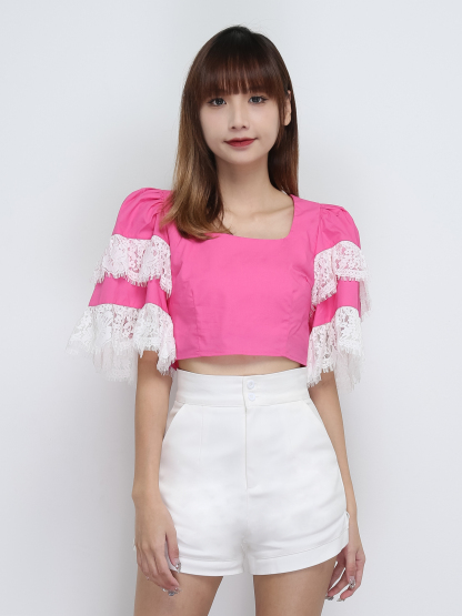 Layered With Lace Sleeve Top 29089