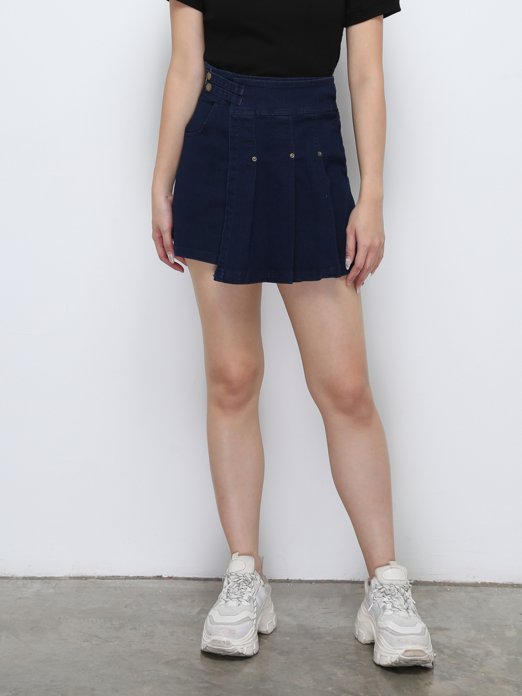 Denim Pleated Wrap Skirt pants 29407