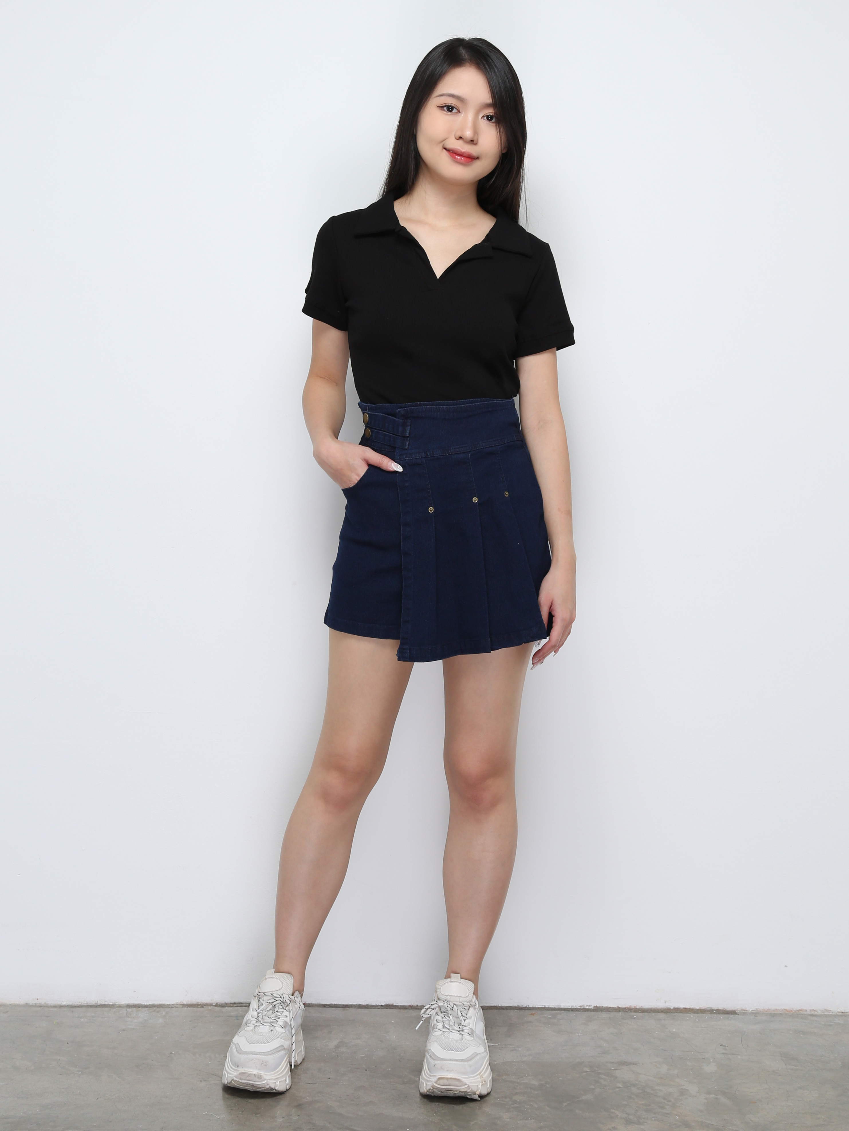 Denim Pleated Wrap Skirt pants 29407