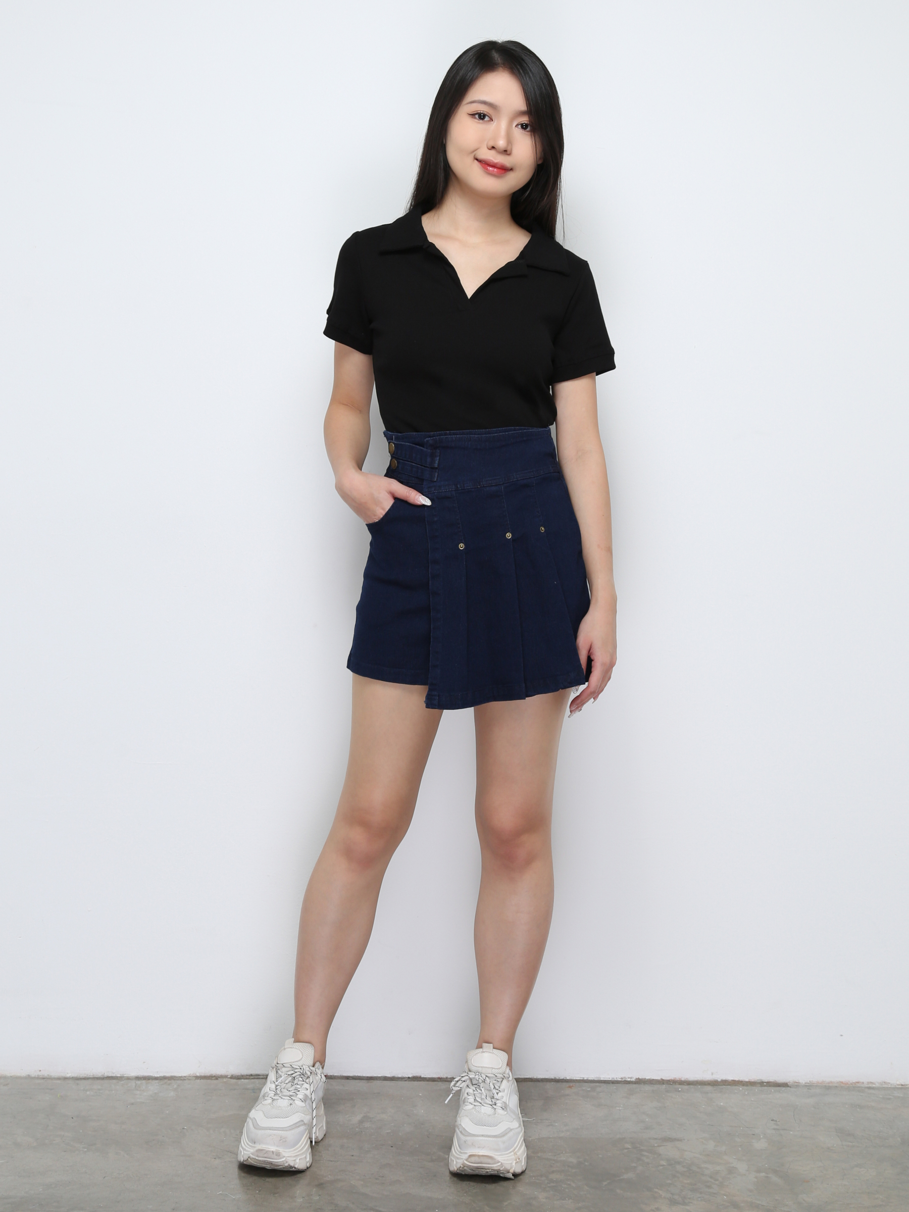 Denim Pleated Wrap Skirt pants 29407
